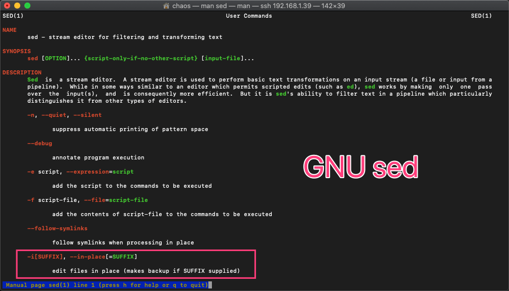 man sed @ GNU/Linux